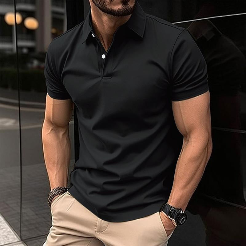 Men's Casual Solid Color Short Sleeved Polo Shirt 12619313Y