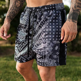 Men's Sports Casual Cashew Print Quick Dry Tank Top Shorts Set 16361695Y