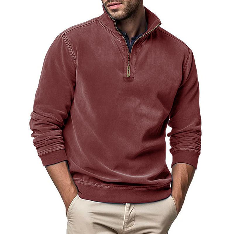 Men's solid color zipper stand collar sweatshirt 05907732U