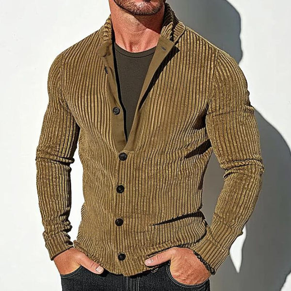 Men's Retro Casual Solid Color Striped Button Cardigan 62368633TO