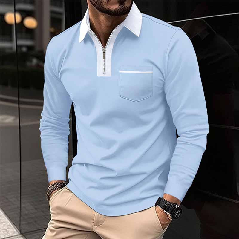 Herre Color Block Pocket Langermet POLO skjorte 99308629X