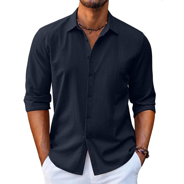 Men's Casual Printed Lapel Long Sleeve Shirt 53530437X