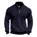 Men's Retro Casual Stand Collar Zipper Loose Jacquard Sweatshirt 57147354X