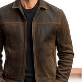 Men's Zipper Leather Jacket 98679789U