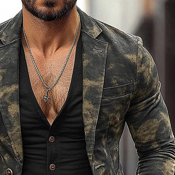 Men's Vintage Camouflage Print Blazer 21811422X