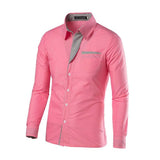 Men's Classic Design Patchwork Cotton Slim Fit Long Sleeve Shirt 30907788K