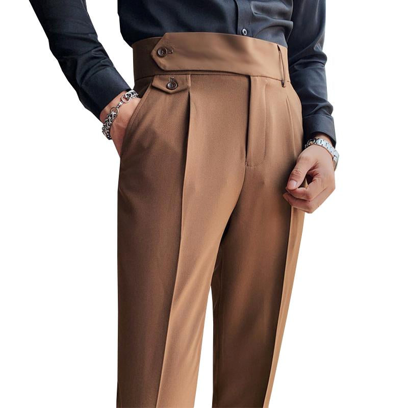 Men's British Style High Waist Straight Suit Pants 00533447M