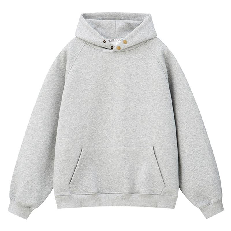 Men's Casual Solid Color Button Kangaroo Pocket Pullover Hoodie 43311678M