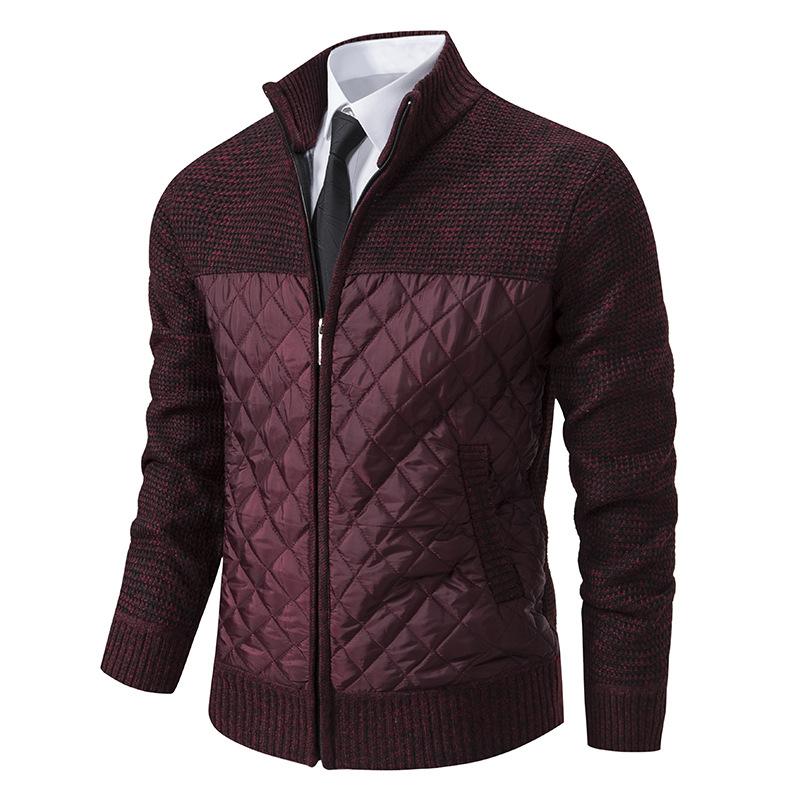 Men's Quilted Stand Collar Knit Cardigan 16216098F