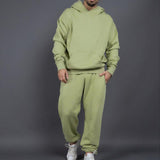 Men's Casual Solid Color Thickened Loose Pullover Hooded Sweatshirt Sweatpants Set 41583773M