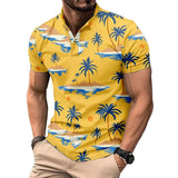 Men's Palm Hawaiian Print Button Down Short Sleeve T-Shirt 72209636X