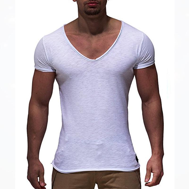 Men's Fashion V Neck Short Sleeve Solid Color T-Shirt 57972844X