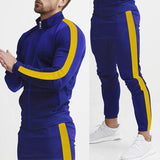 Men's Color Block Zipper Jacket Trousers Sports Casual Set 46420153Z