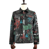 Men's Vintage Print Denim Lapel Jacket 46849810X