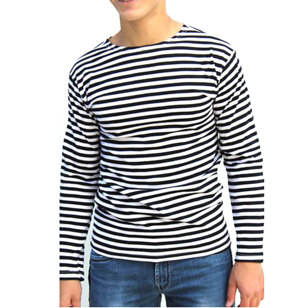 Men's Striped Round Neck Long Sleeve T-Shirt 54391188X