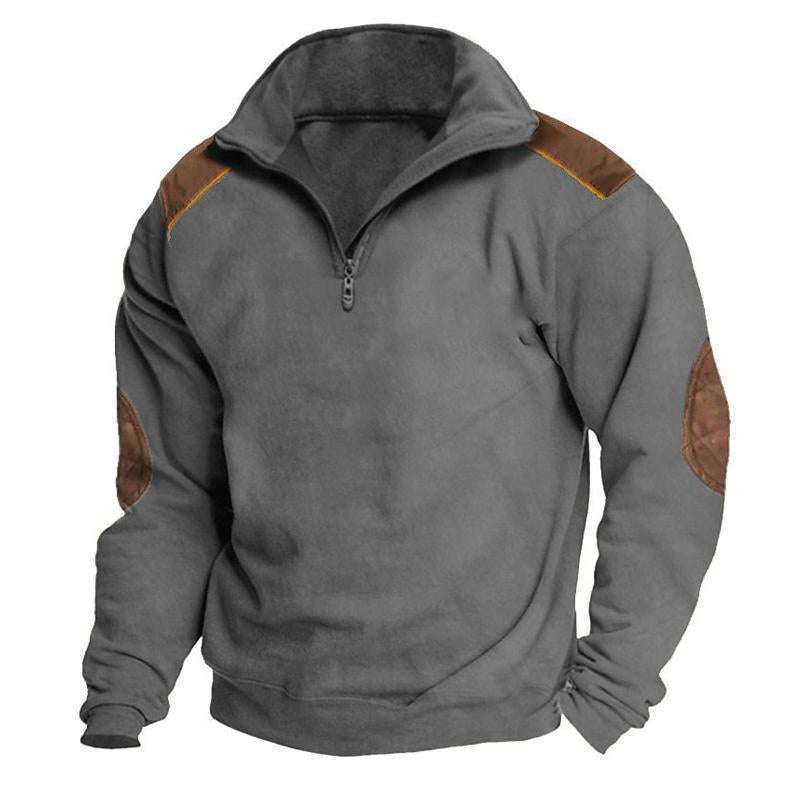 Men's Vintage Color Block Stand Collar Zipper Sweatshirt 88227394Y