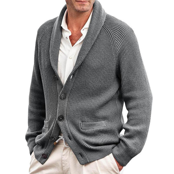 Men's Casual Solid Color Single Breasted Lapel Knit Cardigan 52509019Y