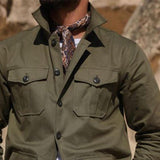 Men's Army Green Multi-Pocket Button Jacket 70904122U