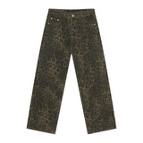 Men's Vintage Leopard Print Street Straight Loose Jeans 34214979U