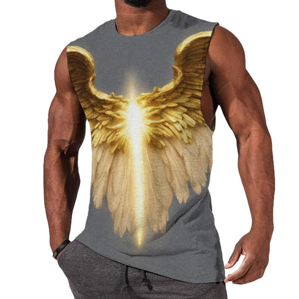 Men's Casual Faith Angel Holy Light Round Neck Tank Top 02060996TO