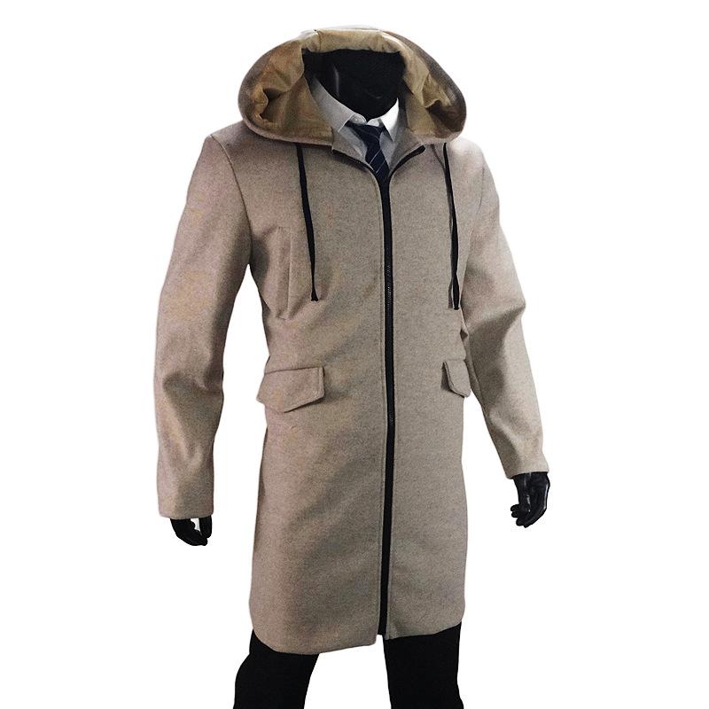 Men's Solid Color Loose Mid-length Hooded Coat 59152945X