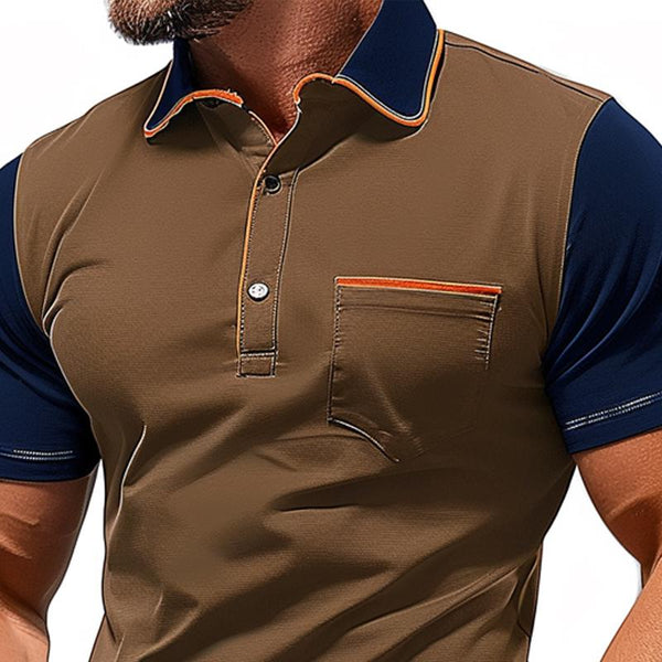 Men's Contrast Color Casual Short Sleeve POLO Shirt 67979558X