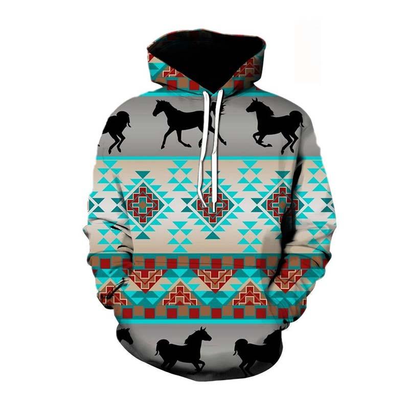 Men's Casual Fashion Multicolor 3D Printed Pocket Hoodie 50009335K