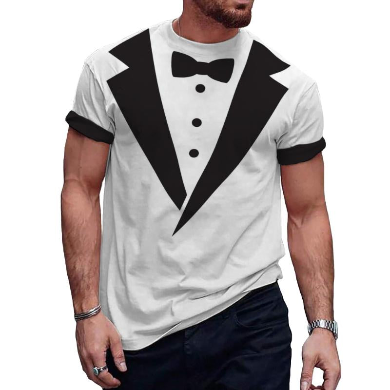 T-shirt casual da uomo con stampa a papillon e scollo rotondo a maniche corte 61614829TO