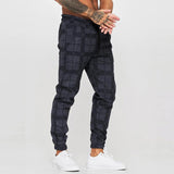 Men's Retro Casual Plaid Print Drawstring Sports Pants 26241041TO