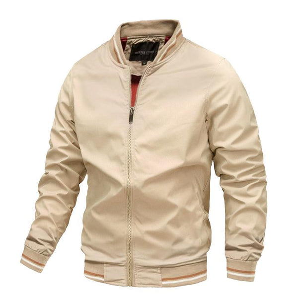 Men's Collar Stripe Contrast Zipper Stand Collar Jacket 36063318X