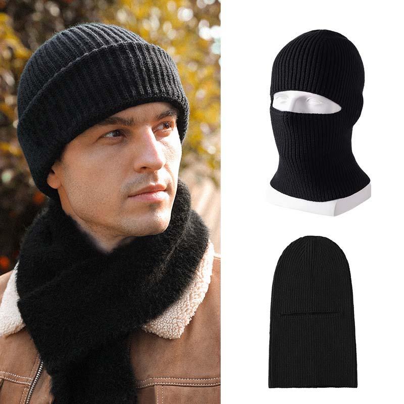 Men's Classic Windproof Cold-proof Headgear Mask Warm Knitted Hat 52259196K