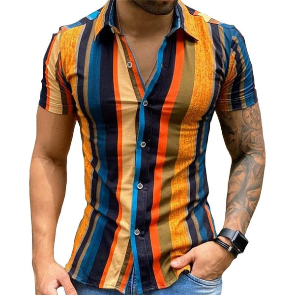 Men's Casual Striped Short Sleeve Shirt 54908471TO