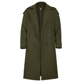 Men's Turn-down Collar Double Breasted Solid Long Coat 63857145Z