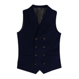 Men's Vintage Lapel Double Breasted Herringbone Slim Fit Suit Vest 66477441M