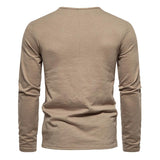 Men's Solid Henley Collar Long Sleeve Casual T-shirt 56290577Z