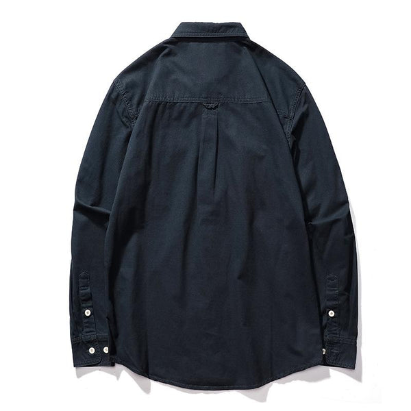 Men's Vintage Solid Color Cargo Long Sleeve Shirt 56634963Y