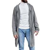 Men's Solid Color Casual Hooded Knitted Cardigan 89695203X