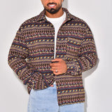 Men's Ethnic Print Lapel Long Sleeve Casual Shirt Jacket 44586696Z