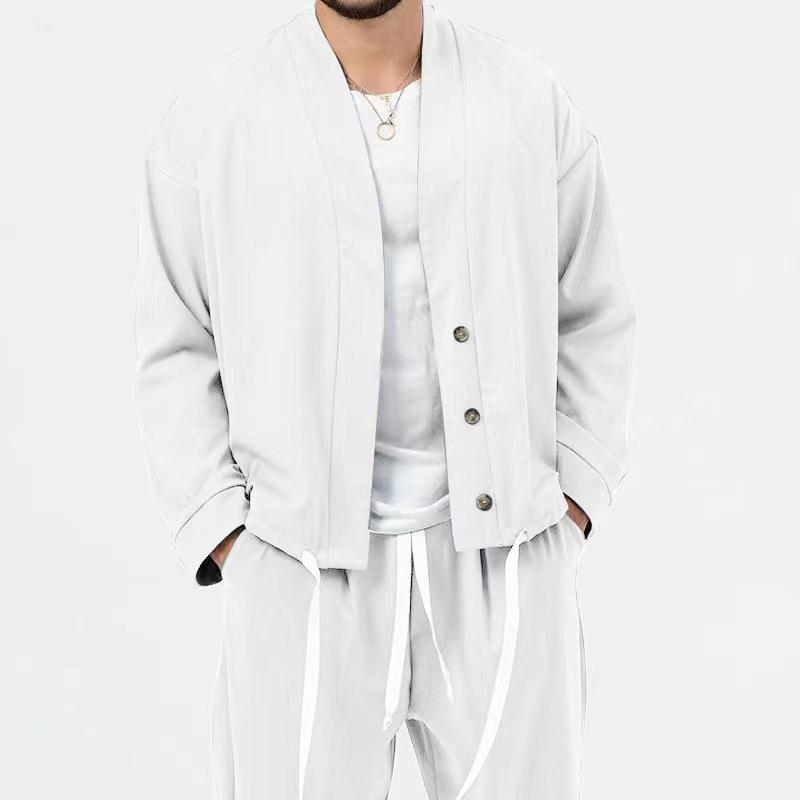 Men's Solid Color V-neck Casual Sports Jacket 69883198X