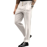 Men's Solid Color Stylish Button Straight Suit Pants 84104459X