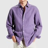Men's Solid Lapel Long Sleeve Casual Shirt 06491687Z
