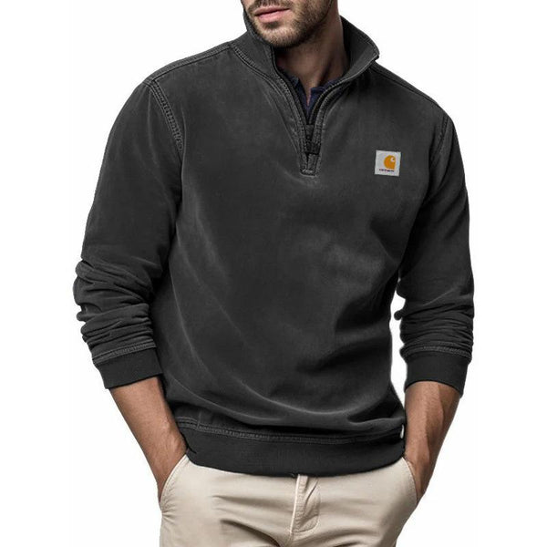 Men's Stand Collar Half Zip Printed Sweatshirt 53824338X