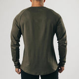 Men's Vintage Solid Henley Collar Raglan Long Sleeve T-Shirt 43373891Y