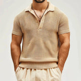 Men's Solid Color Short-sleeved Casual Knitted POLO Shirt 29229845X