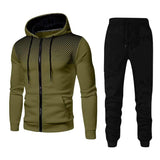 Men's Classic Casual Autumn and Winter Hooded Long Sleeve Hoodie Elastic Waist Sweatpants Set 57040185K