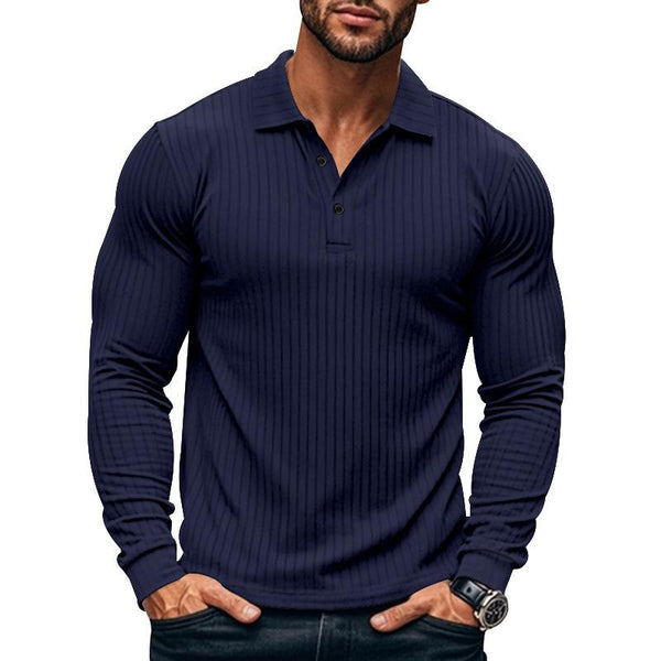 Men's Casual Elastic Long Sleeve POLO Shirt 38636391X