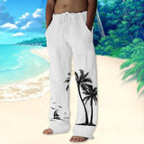 Men's Coconut Tree Print Elastic Waist Casual Trousers 98295732Z