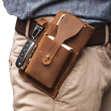 Men's Retro Casual Cell Phone Leather Waist Bag 82756251K