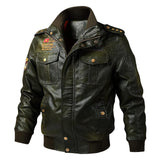 Men's Embroidered Leather Motorcycle Jacket 14858749U