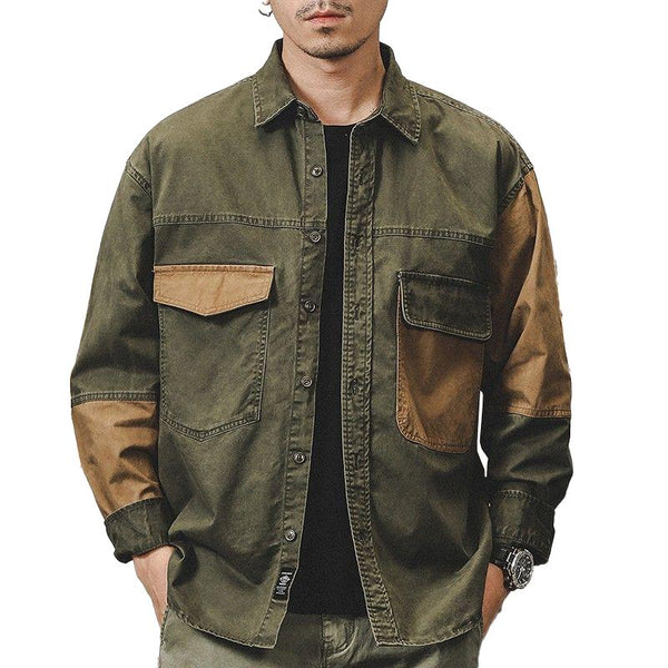 Men's Retro American Workwear Long-sleeved Shirt Jacket 37712521X